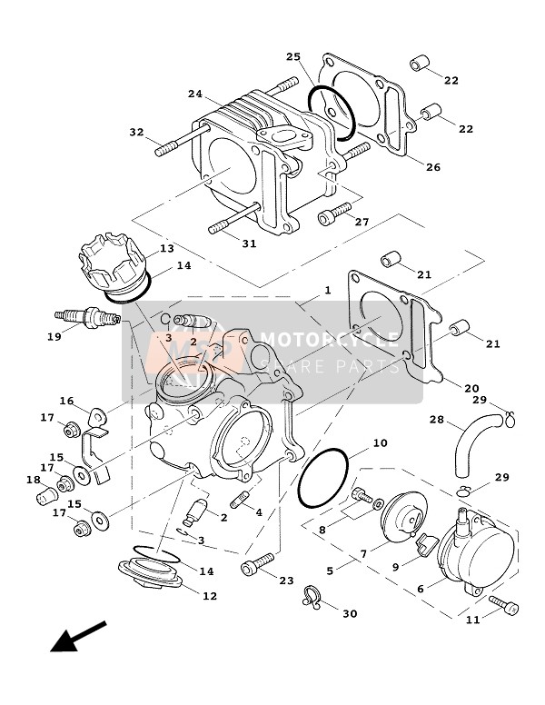 Yamaha XC125AF 2003 Cylinder Head for a 2003 Yamaha XC125AF